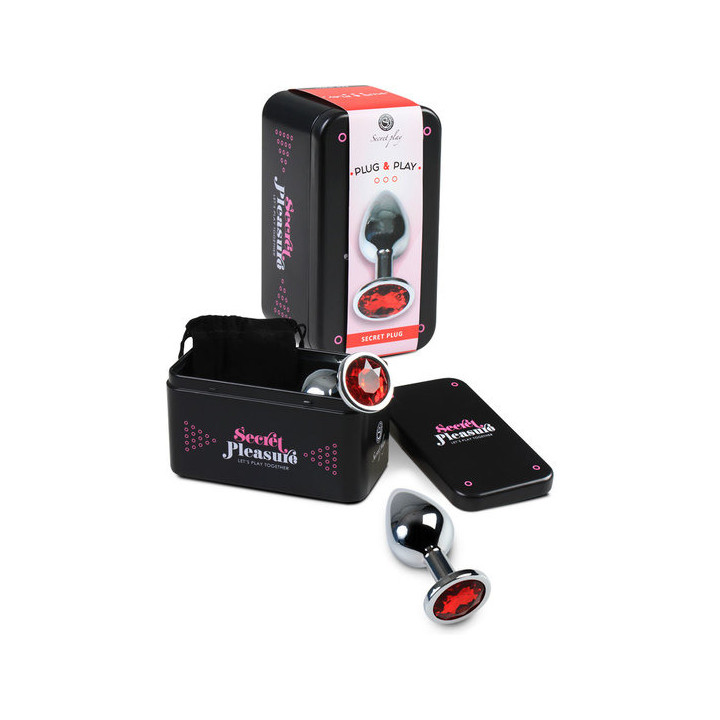 Plug Anal Metal Mediano Rojo con Bolsa