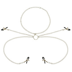 4 Pinzas Pezones con Collar de Cadenas