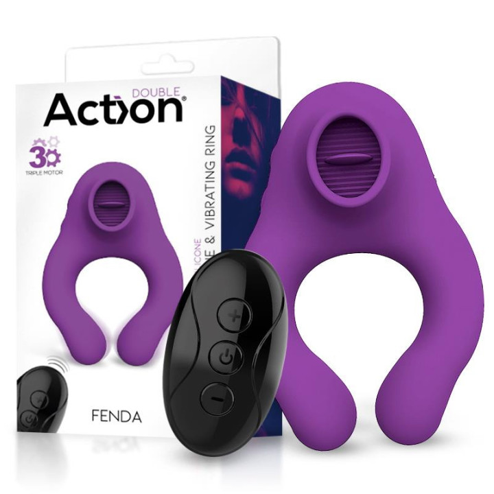 Fenda Anillo Vibrador con Lengua y Control Remoto