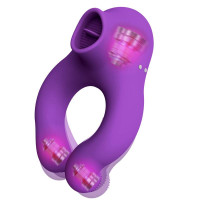Fenda Anillo Vibrador con Lengua y Control Remoto