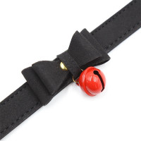 Collar con Lazo y Cascabel Negro/Rojo