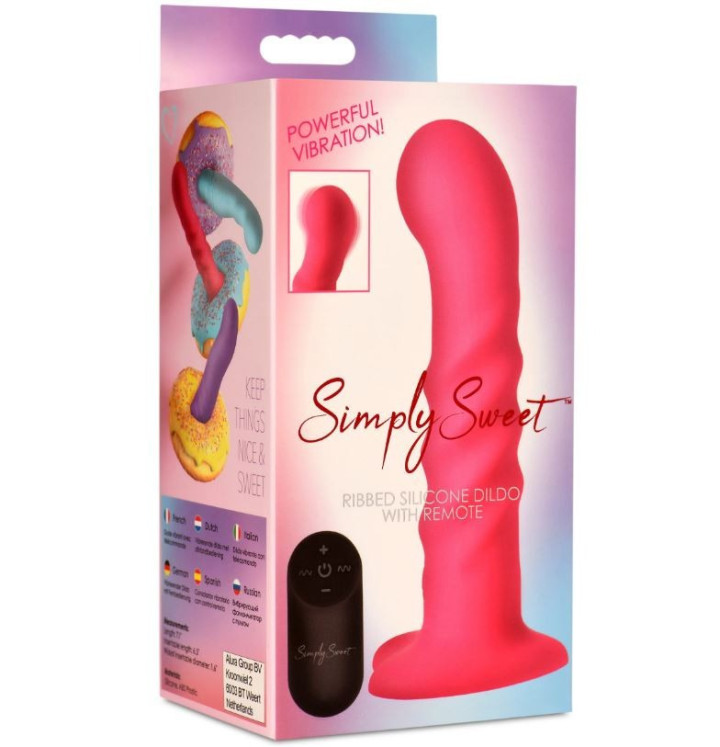 Vibrador Rosa Estriado con Mando