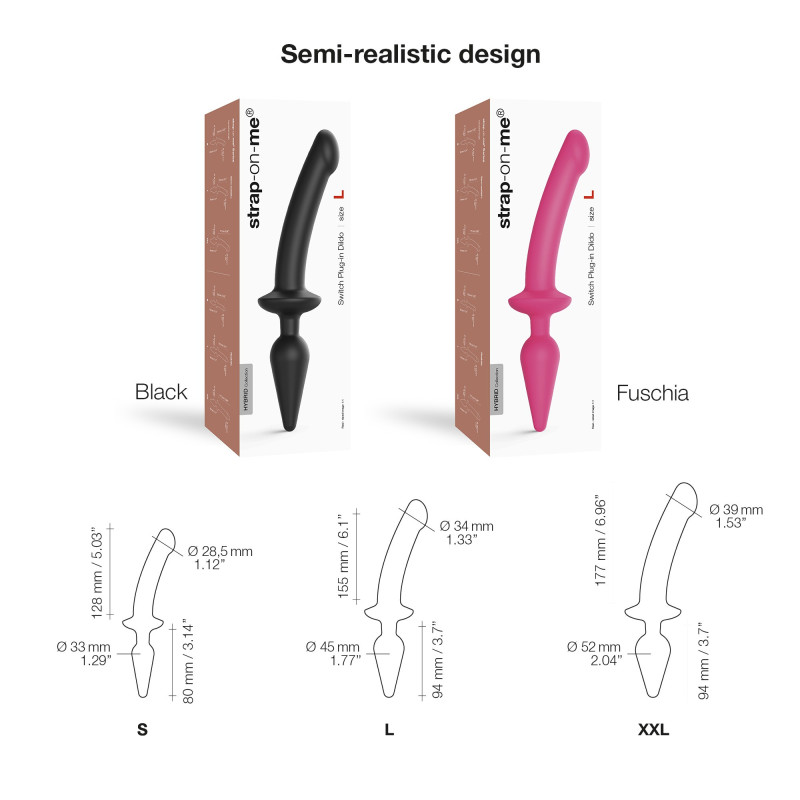 Dildo Switch Plug Semi Realistic Negro L