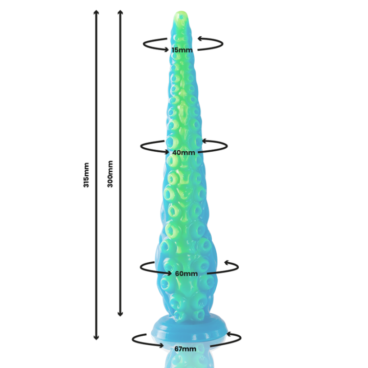 Scylla Dildo Tentáculo Fino Fluorescente Tamaño Grande