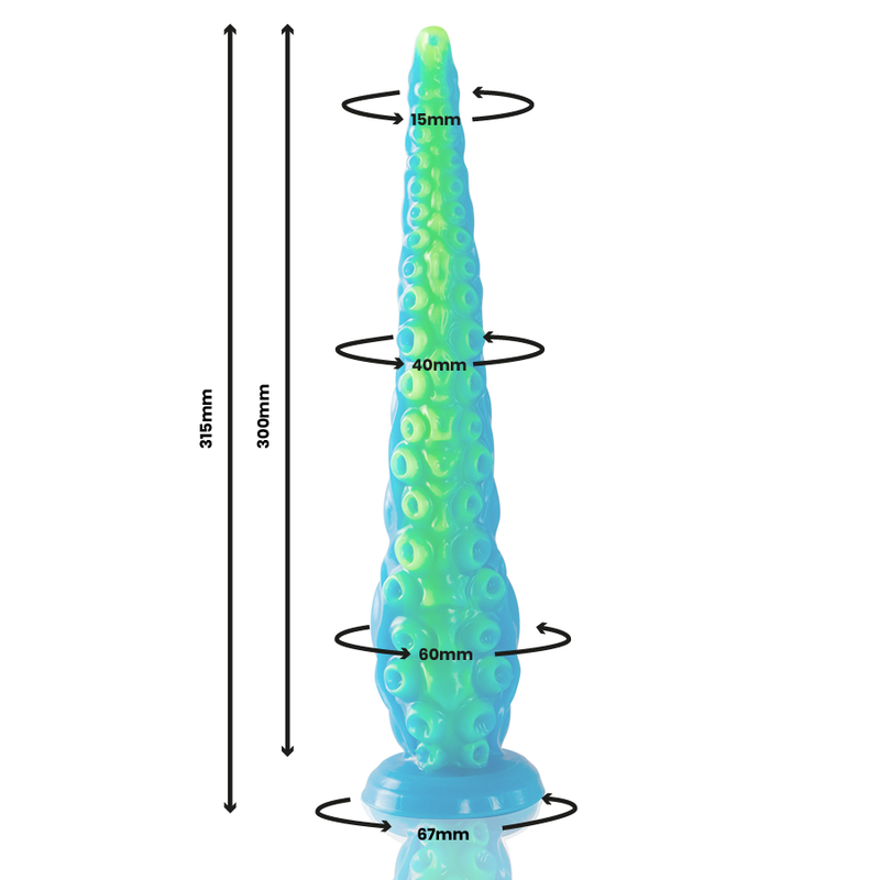 Scylla Dildo Tentáculo Fino Fluorescente Tamaño Grande