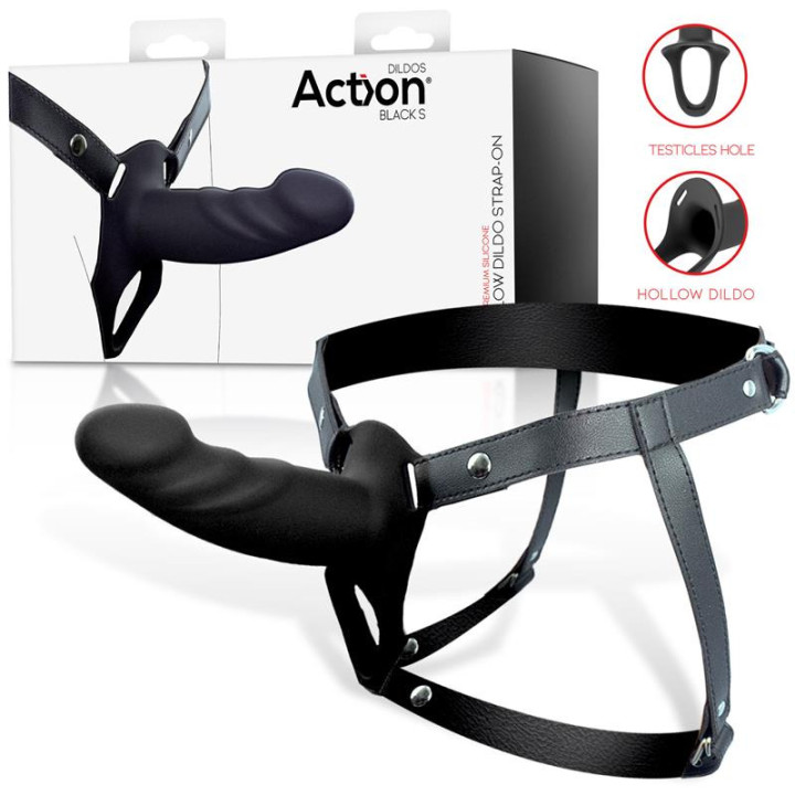 Arnés Strap-on con Dildo Hueco Talla S Negro