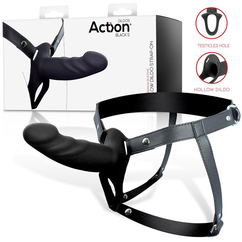 Arnés Strap-on con Dildo Hueco Talla S Negro