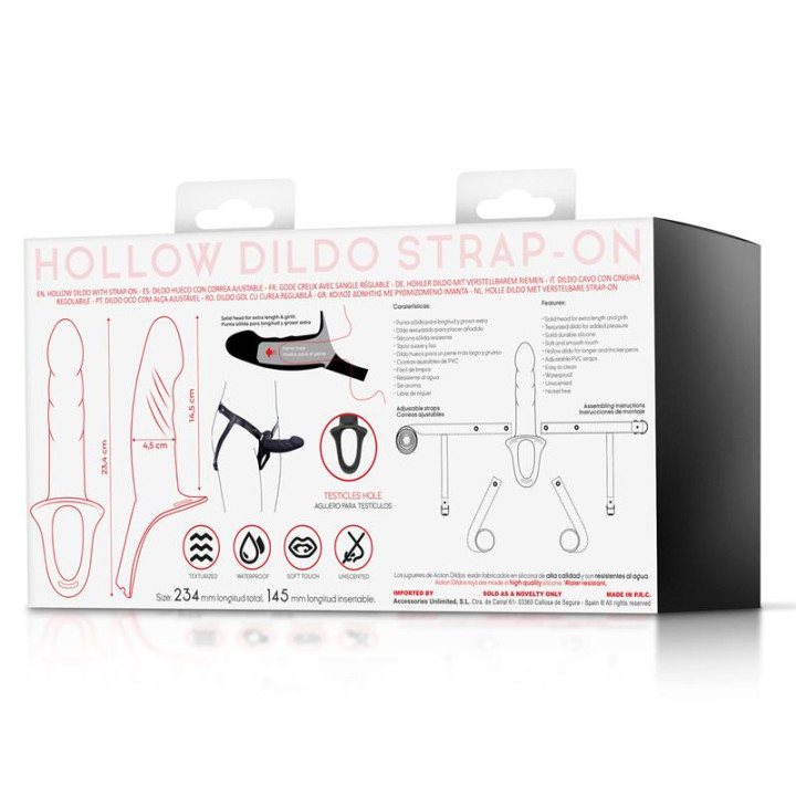Arnés Strap-on con Dildo Hueco Talla S Negro