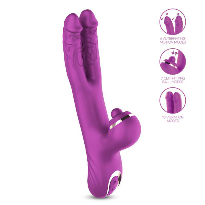 Nico Vibrador con Dildos Alternantes y Bola Percutora