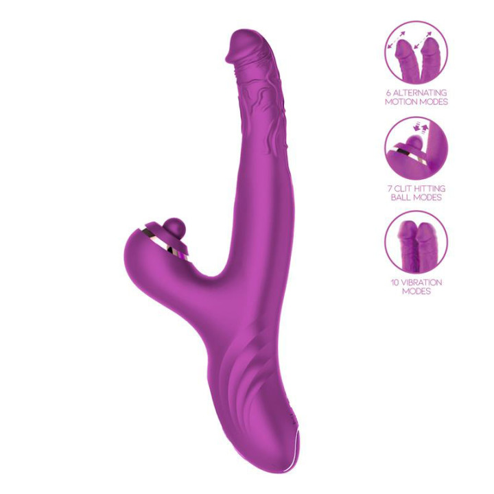 Nico Vibrador con Dildos Alternantes y Bola Percutora