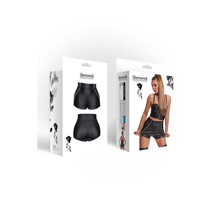 Mónica Short con Cremalleras Negro