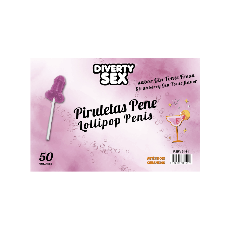 50 Piruletas Pene con Sabor a Gin Tonic