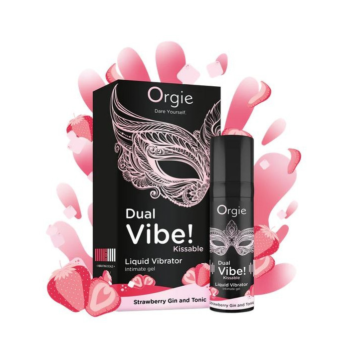 Vibrador Líquido Besable Dual Vibe Gin Tonic Fresa 15 ml