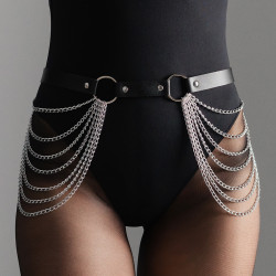 Cinturón de Cadenas Cuero Negro
