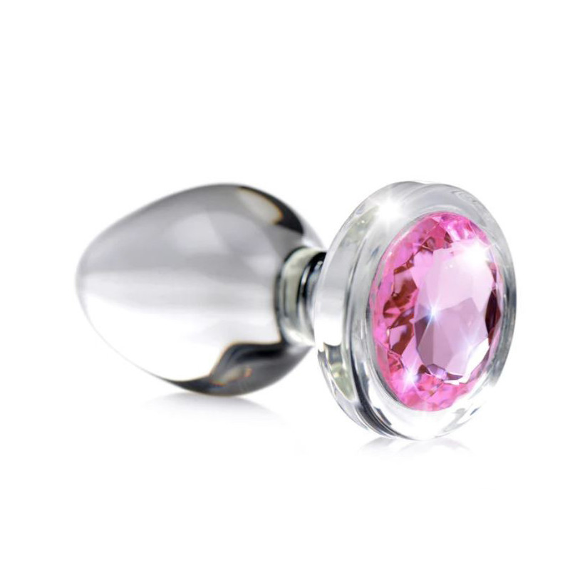 Plug Cristal con Piedra Rosa L