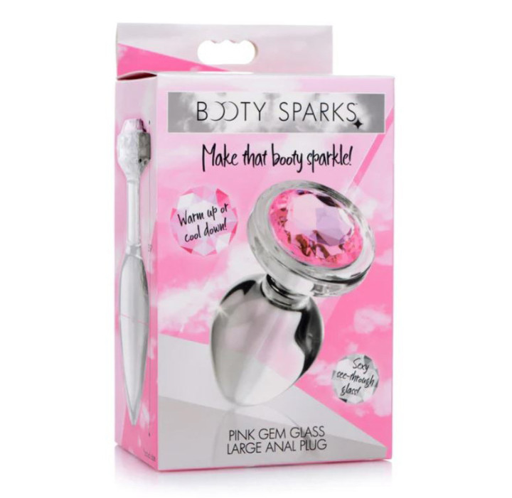 Plug Cristal con Piedra Rosa L
