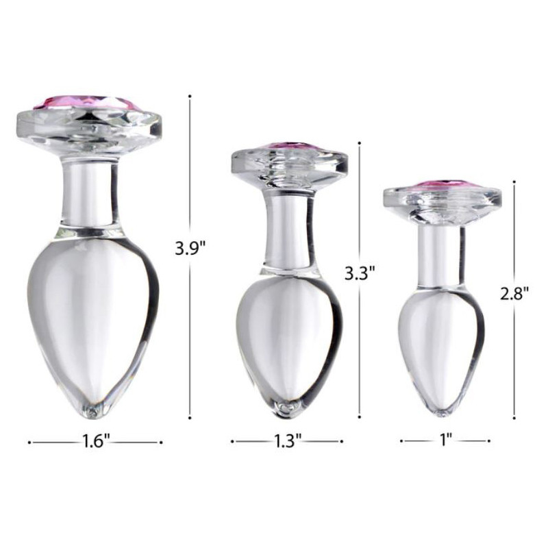Plug Cristal con Piedra Rosa L