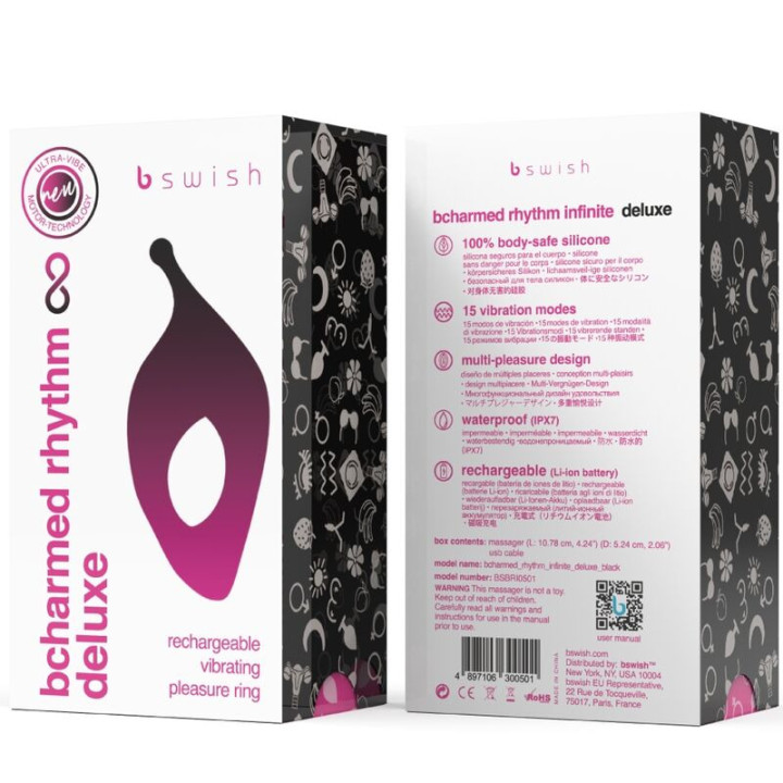Bcharmed Rhythm Deluxe Anillo para Pene Negro