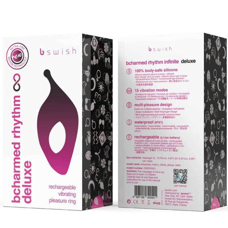 Bcharmed Rhythm Deluxe Anillo para Pene Negro