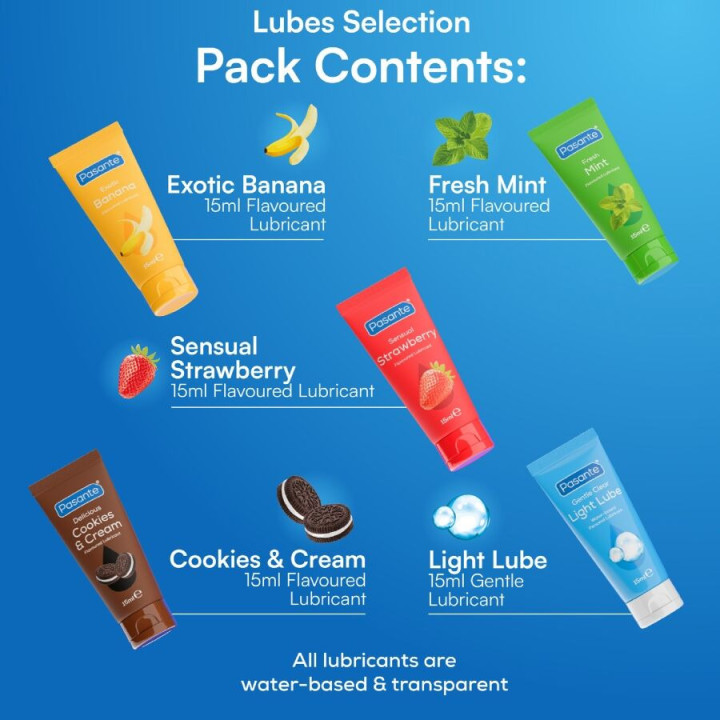 Pack Lubricantes Sabores Varios 5 Uds x 15 ml