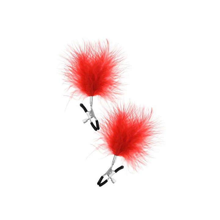 Pinzas Regulables Plumas Pompon Roja