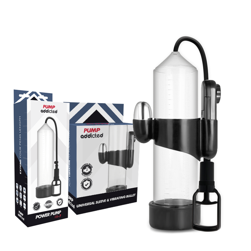 Bomba Erección RX7 Transparente con Vibrador