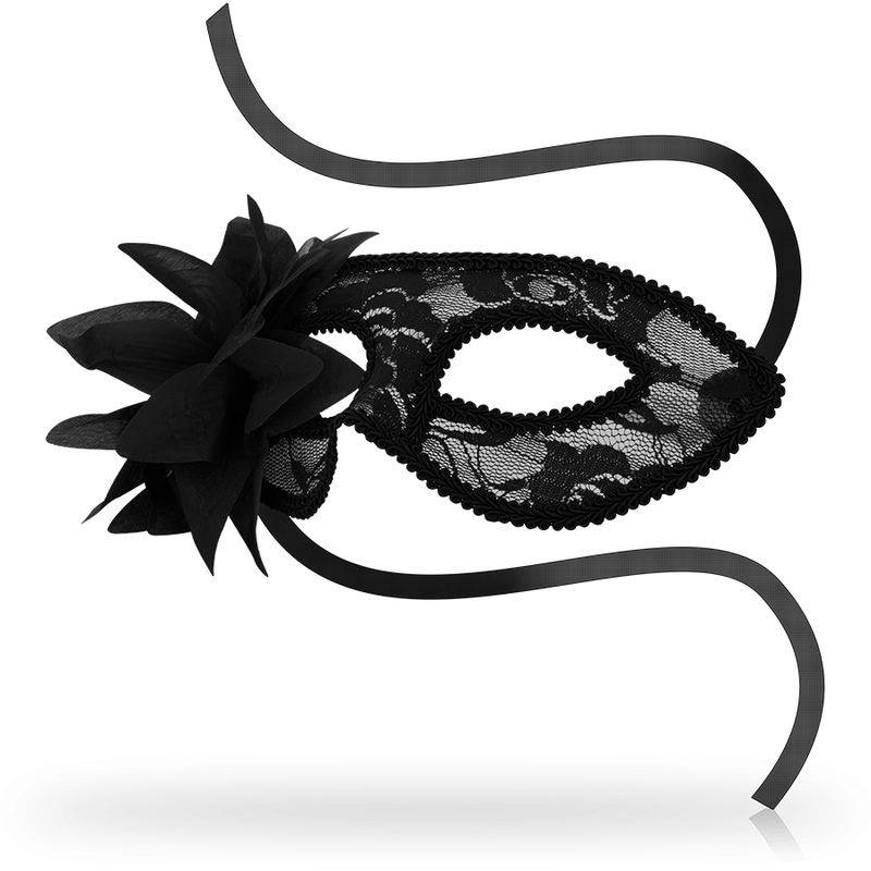 Masks Antifaz con Encajes y Flor Negro