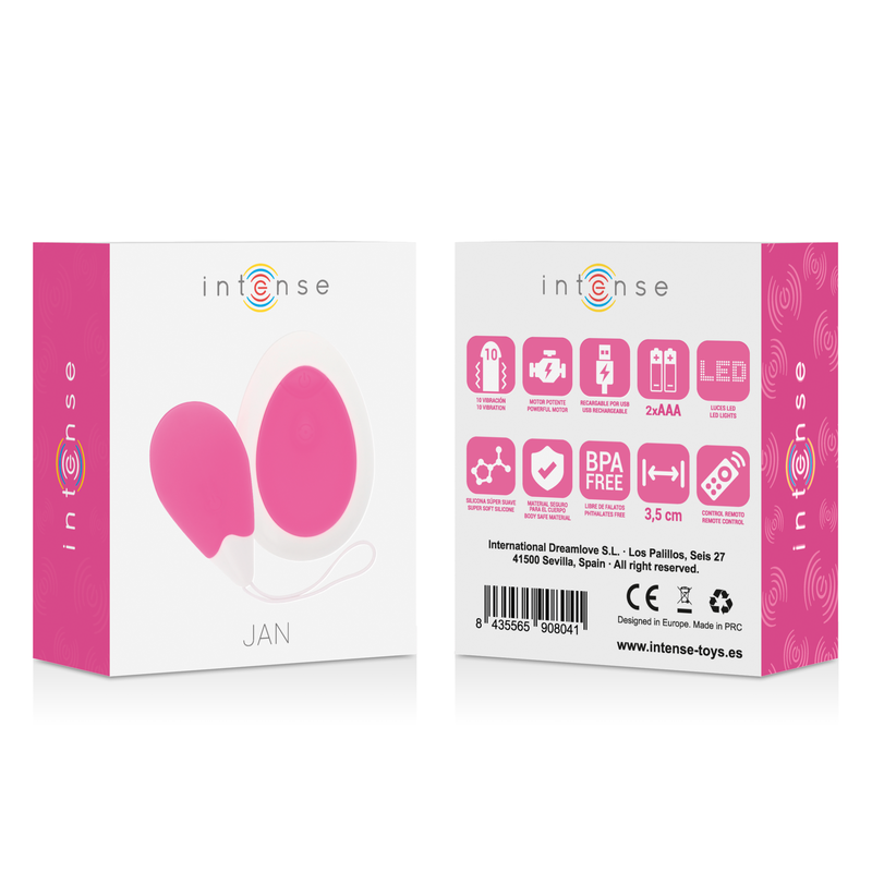 Jan Huevo Vibrador Control Remoto Rosa
