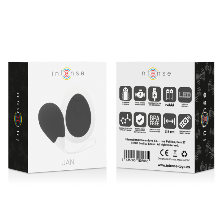Jan Huevo Vibrador Control Remoto Negro