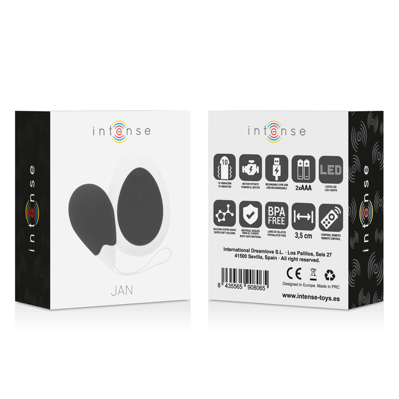 Jan Huevo Vibrador Control Remoto Negro