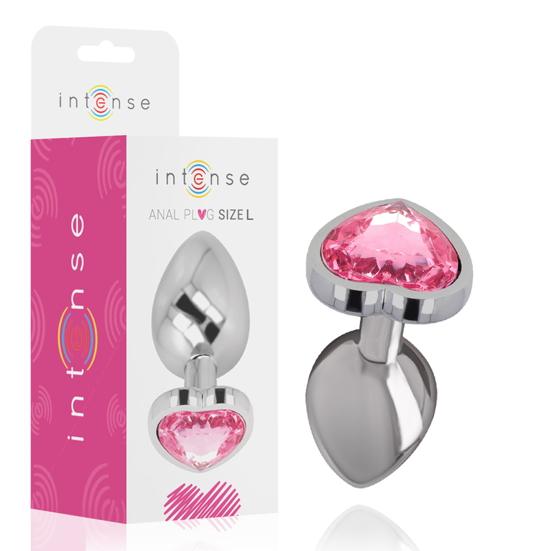 Plug Anal Metal Corazón Rosa Talla L