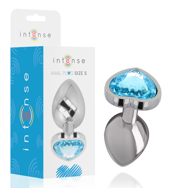 Plug Anal Metálico Corazón Azul Talla S