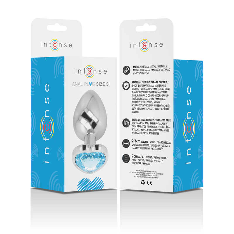 Plug Anal Metálico Corazón Azul Talla S