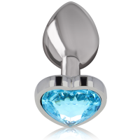 Plug Anal Metálico Corazón Azul Talla S