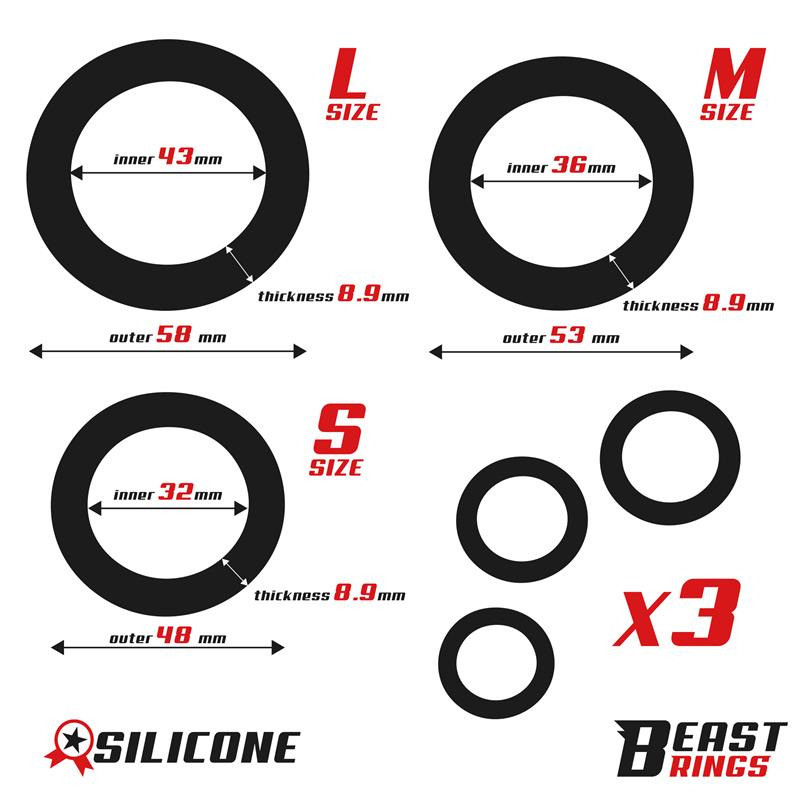 Set de 3 Anillos para el Pene S, M y L