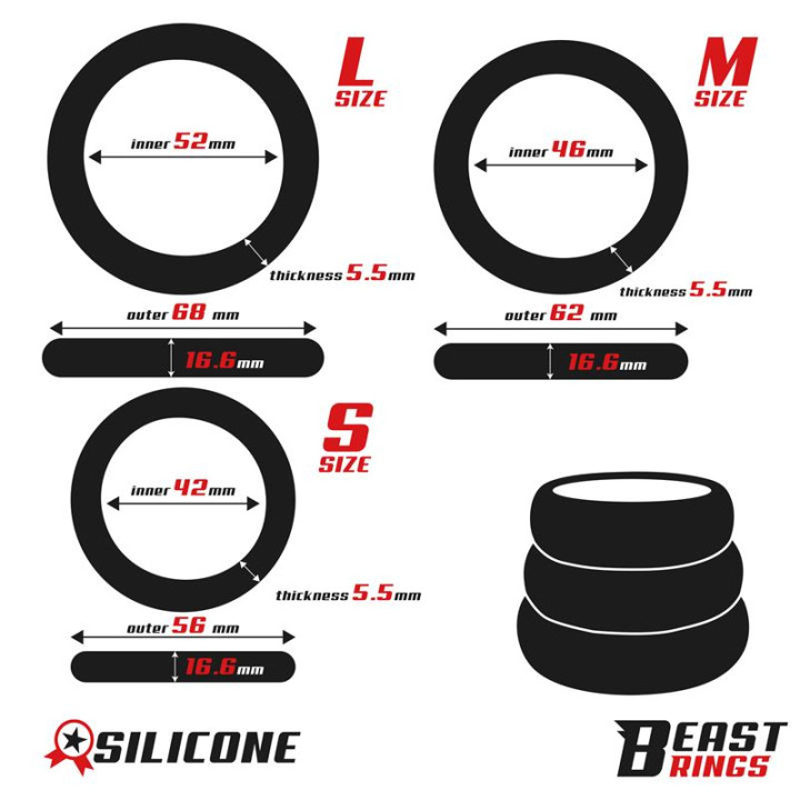 Set de 3 Anillos para el Pene S, M y L