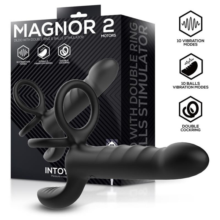 Magnor Dildo con anillo Doble y Estimulador de Testículos