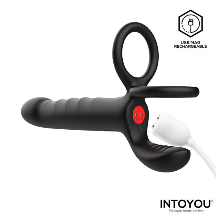Magnor Dildo con anillo Doble y Estimulador de Testículos