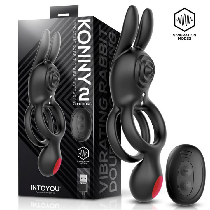 Konny Anillo Vibrador Doble con Conejito y Control Remoto