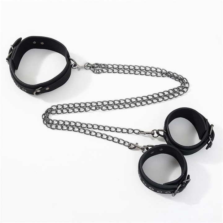 Collar con Esposas para Tobillos con Cadena