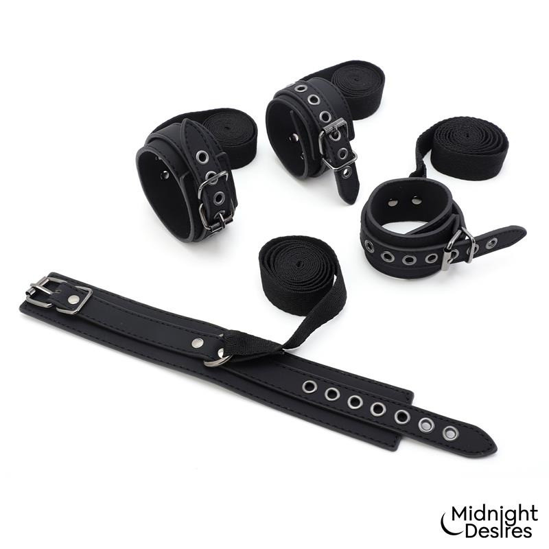 Set Bondage con Esposas, Antifaz y Pluma Estimuladora