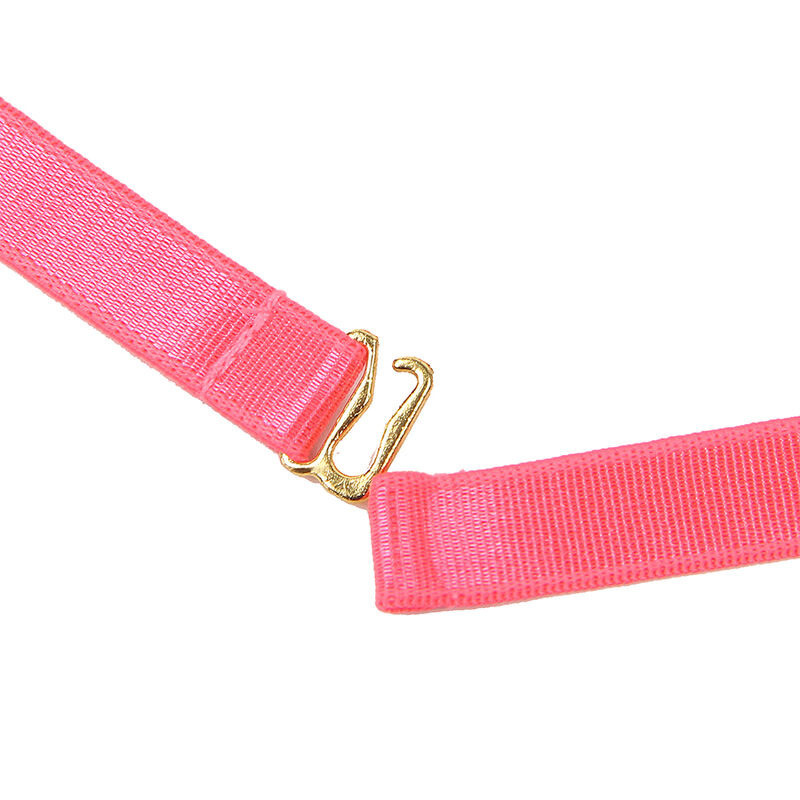 Set Sujetador con Collar y Ligueros Rosa Fluorescente