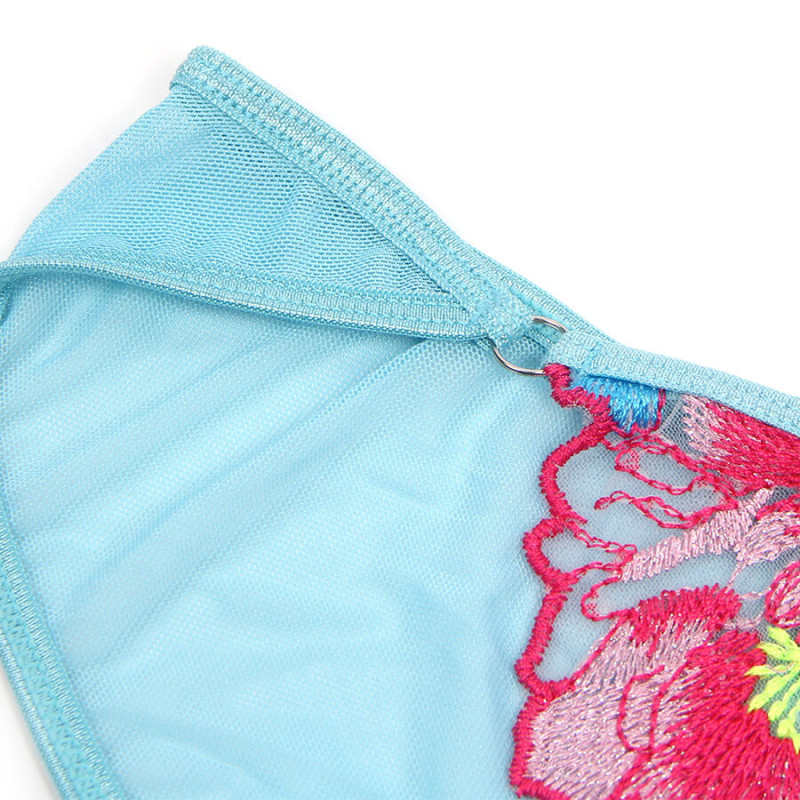 Conjunto Sujetador y Liguero con Bordados Florales Rosas