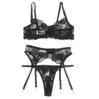 Set de 3 Piezas Estampado Floral Negro