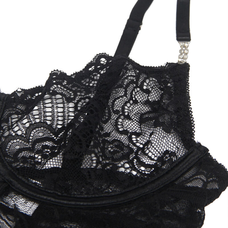 Babydoll de Encaje con Tirantes Negro