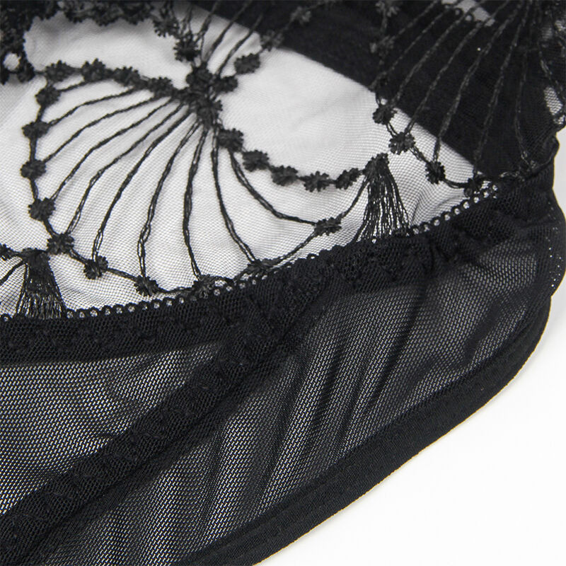 Body Transparente con Encaje Hueco Negro