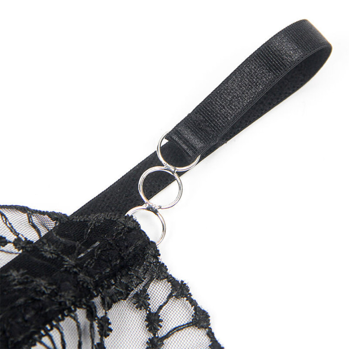 Body Transparente con Encaje Hueco Negro