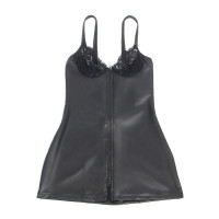 Vestido de Cuero con Cremallera Negro
