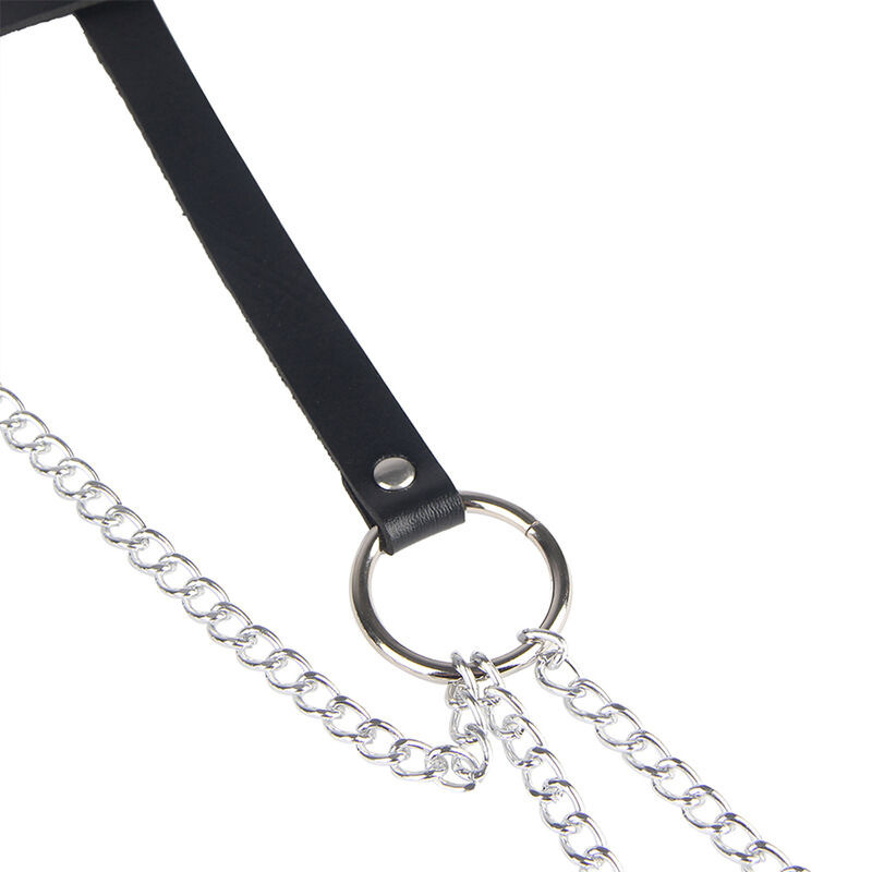 Cinturon de Cadenas Anillas Cuero Negro