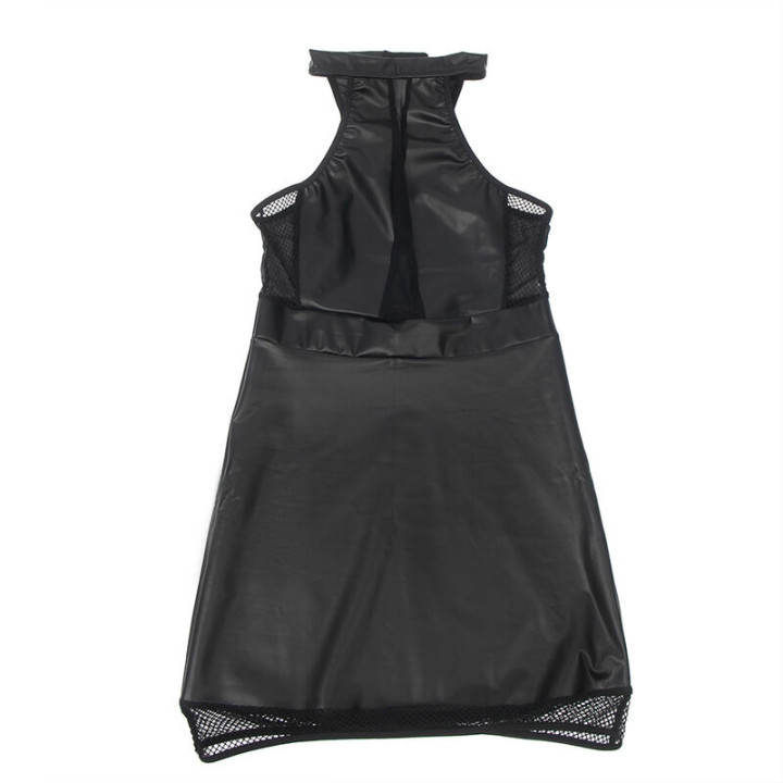 Vestido Cuello Halter con Transparencias Negro